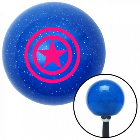Pink Star with 2 Circles Blue Metal Flake Shift Knob with M16 x 1.5 Insert Shifter
