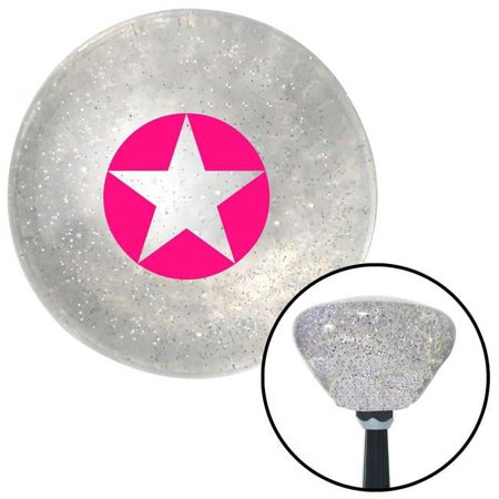 Pink Starin Circle Outline Clear Retro Metal Flake Shift Knob with M16 x 1.5 Insert