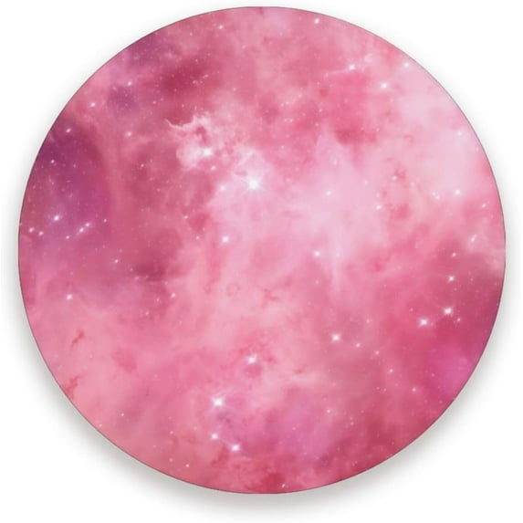 Pink Starry Night Coaster, Drinks Round Absorbent Stone Set with Ceramic Stone and Cork Base, Tabletop Protection Mats and Cups Place for 2PCS Home Decor