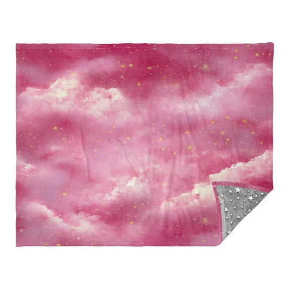 Pink Starry Sky Camping Blankets Bed Throws and Cozy Travel Blanket Fluorescence 70x55in Double Sided