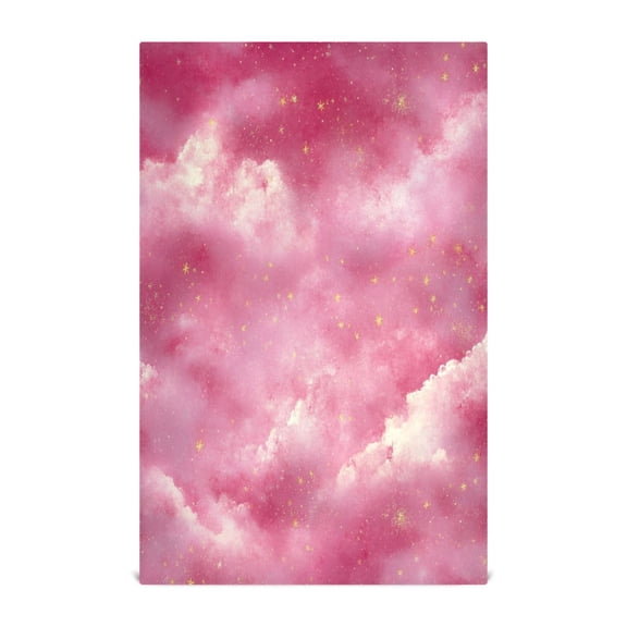 Pink Starry Sky Decorative Waffle Towel Kitchen Dishcloth 28x18in Multi-Use Tea Towel