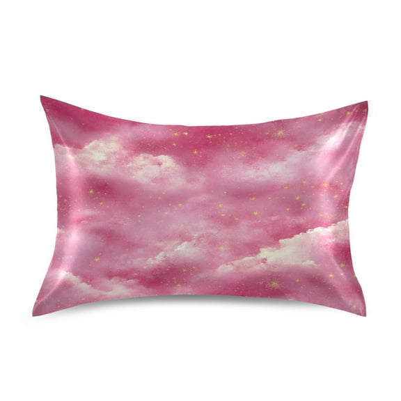 Pink Starry Sky Luxury Silky Soft Pillowcase Standard Size Wrinkle Resistant Envelope Closure 20x26in