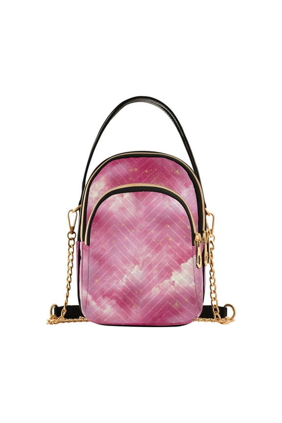 Pink Starry Sky Women's Crossbody Handbags Leather Crossbody Bags Fanny Pack Chest Bag for Travel