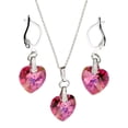 thumbnail image 1 of Pink Sterling Silver Cable Chain Pendant Necklace Earrings Heart Made with Swarovski Crystals, 16", 1 of 3