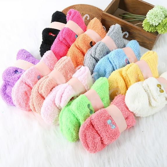 Pink Stockings 6 Pairs Colorful Women Soft Bed Socks Winter Warm Slipper Sock