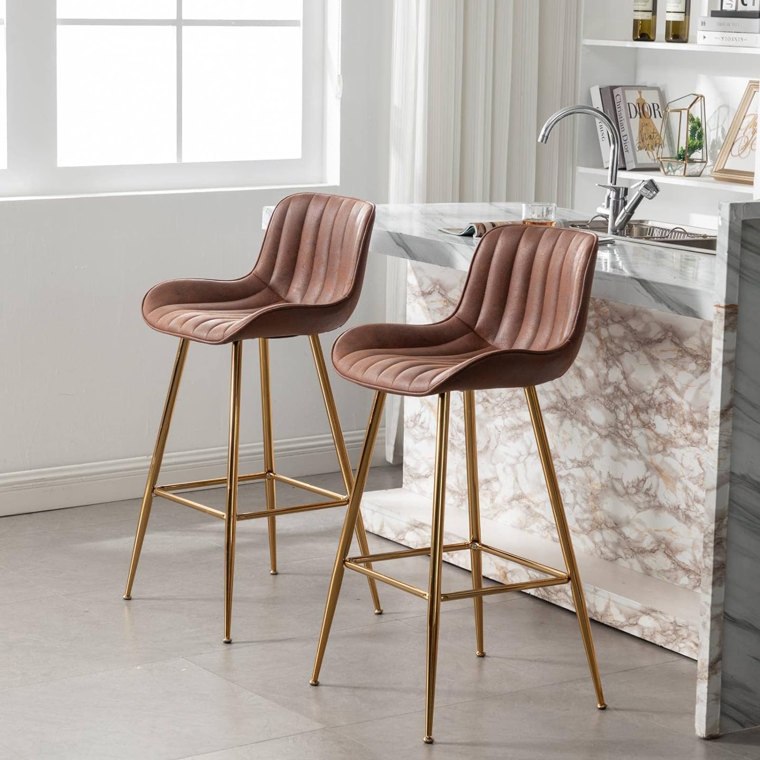 Pink Stools 24 Inch Counter Height Barstools with Back Modern Stools