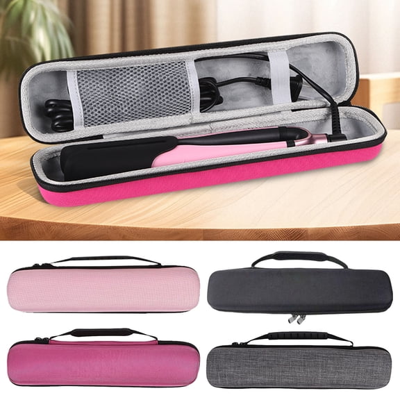 Pink Storage Bag, Recorder Flute Bag EVA Zipper Carrying Pouch, Soprano Recorder Hard Case for Music Instrument, Hair Straightener Wrapped Curling Wand