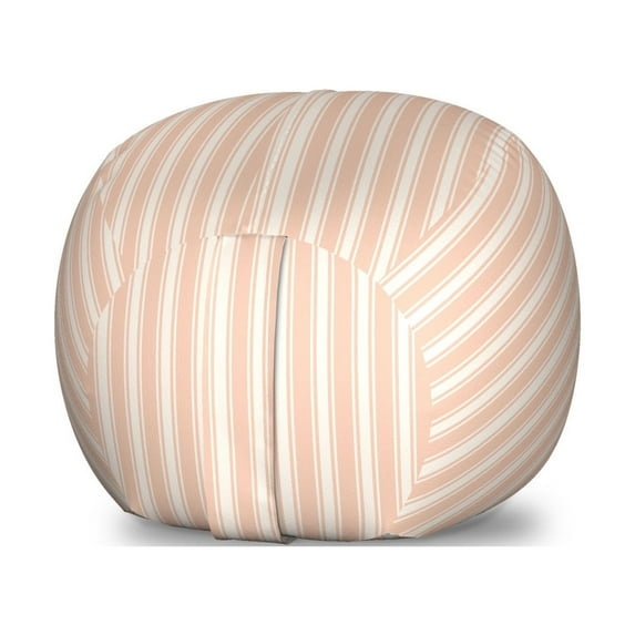 Pink Storage Toy Bag Chair, Country Life Theme Vintage Old House Romantic with Bold Stripes Art, Stuffed Animal Organizer Washable Bag, Small Size, Pale Salmon and White, by Ambesonne