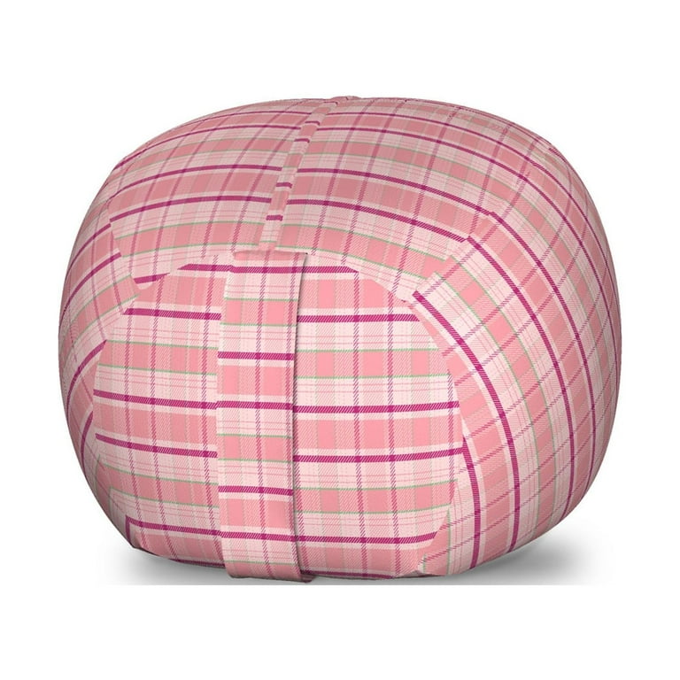 Pink Storage Toy Bag Chair Tartan Plaid Pattern with Squares in Magenta Pistachio Green Colors Stuffed Animal Organizer Washable Bag Small Size Pale Pink and Multicolor by Ambesonne Walmart