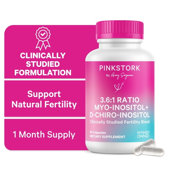 Pink Stork 3.6:1 Myo/Chiro Inositol Blend for Fertility and Hormone Support, 60 Capsules