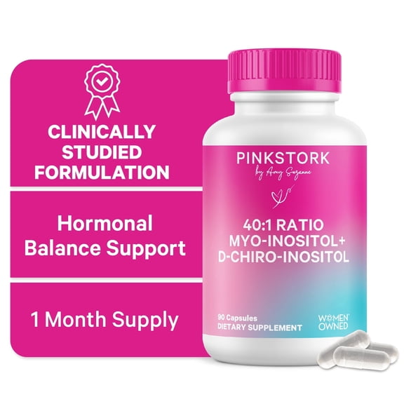 Pink Stork 40:1 Ratio Myo-Inositol & D-Chiro Inositol, Hormone Harmony & Ovarian Support, 90 Capsules