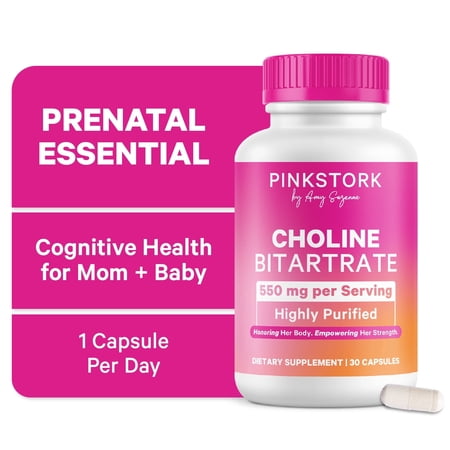 Pink Stork Choline Bitartrate Capsule - 550 mg, Supplement Pregnancy, Prenatal Vitamin, 30 Count