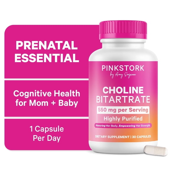Pink Stork Choline Bitartrate Capsule - 550 mg, Supplement Pregnancy, Prenatal Vitamin, 30 Count