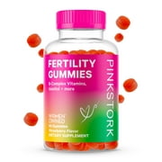 Pink Stork Fertility Gummies: Strawberry Fertility Supplements for Women, 90 Gummies
