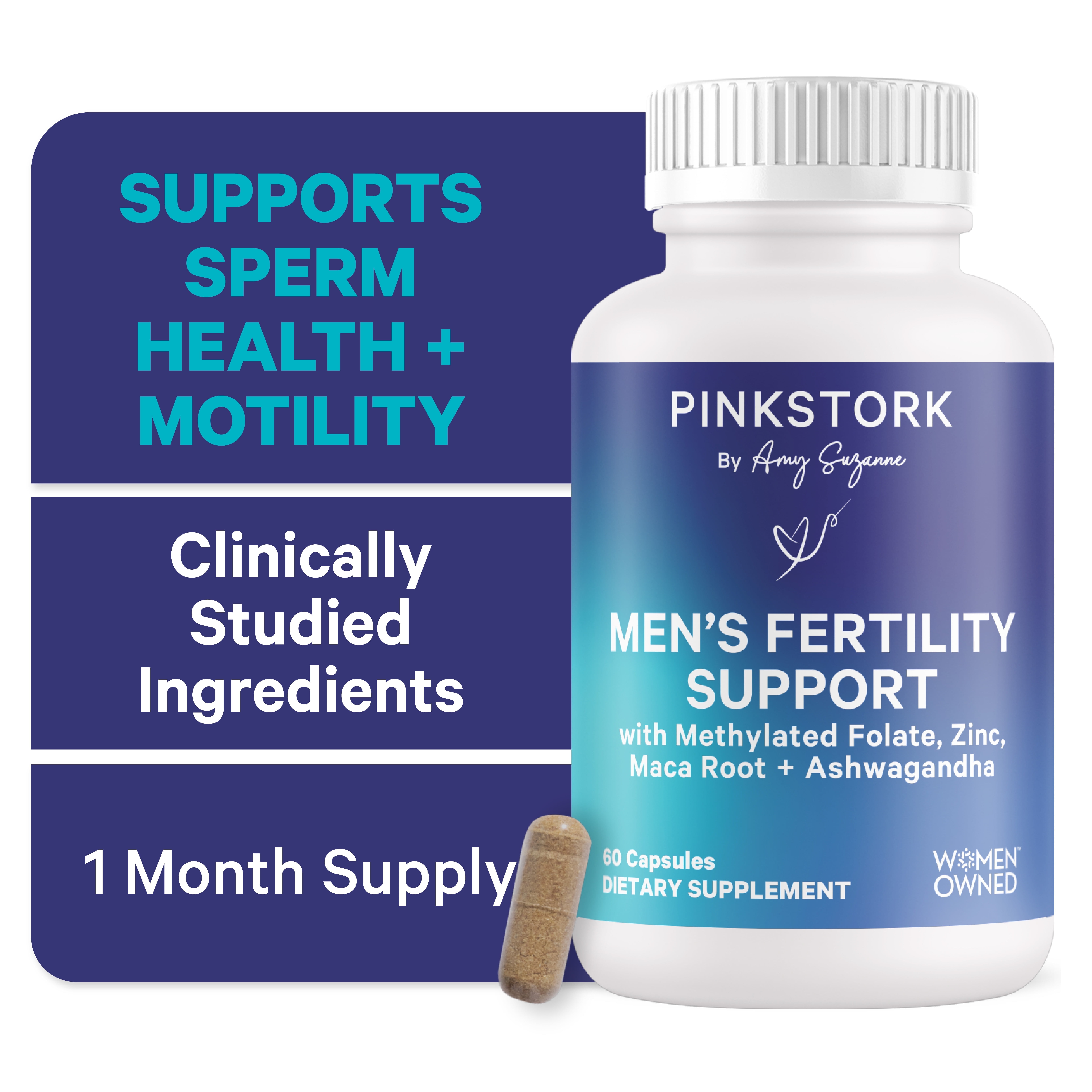 Pink Stork Fertility Supplements for Men - 60 Capsules