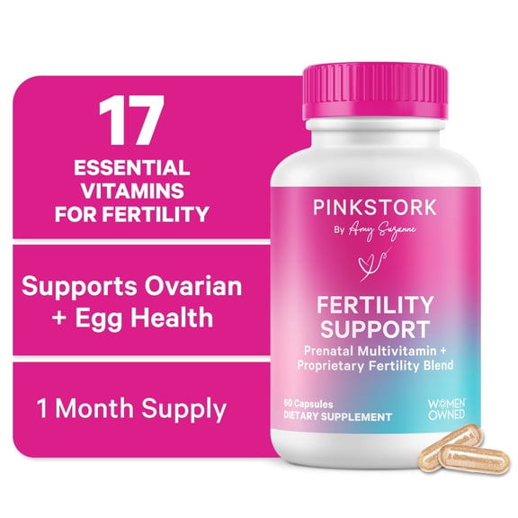 Pink Stork Fertility Supplements for Women: Vitex, Inositol, Folate, Zinc, Vitamins - 60 Gluten-Free Capsules