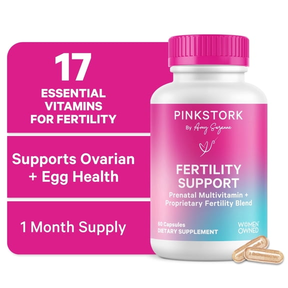 Pink Stork Fertility Supplements for Women: Vitex, Inositol, Folate, Zinc, Vitamins - 60 Gluten-Free Capsules