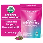 Pink Stork Fertility Tea Mint with Chaste Tree Berry Vitex Unsweetened Menstrual Hormonal Herbal Supplements, 15 Sachets