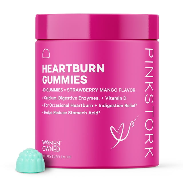 Pink Stork Heartburn Gummies, Pregnancy + Nursing Safe, Strawberry