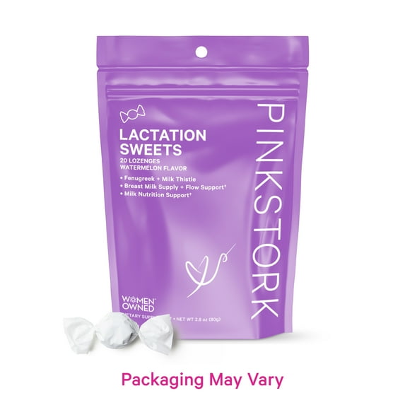 Pink Stork Lactation Sweets, Breastfeeding Supplement Lozenges, Watermelon, 20 Count
