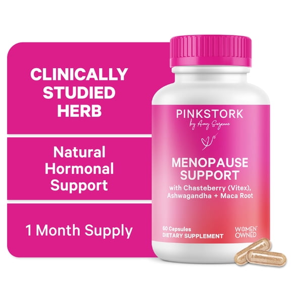 Pink Stork Menopause Support - Ashwagandha, Maca, Black Cohosh - Hormonal Health for Women, 60 Capsules