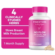 Pink Stork No Flow Support Supplement for Breastfeeding Moms, Thiamin, Mood and Energy, 60 Capsules
