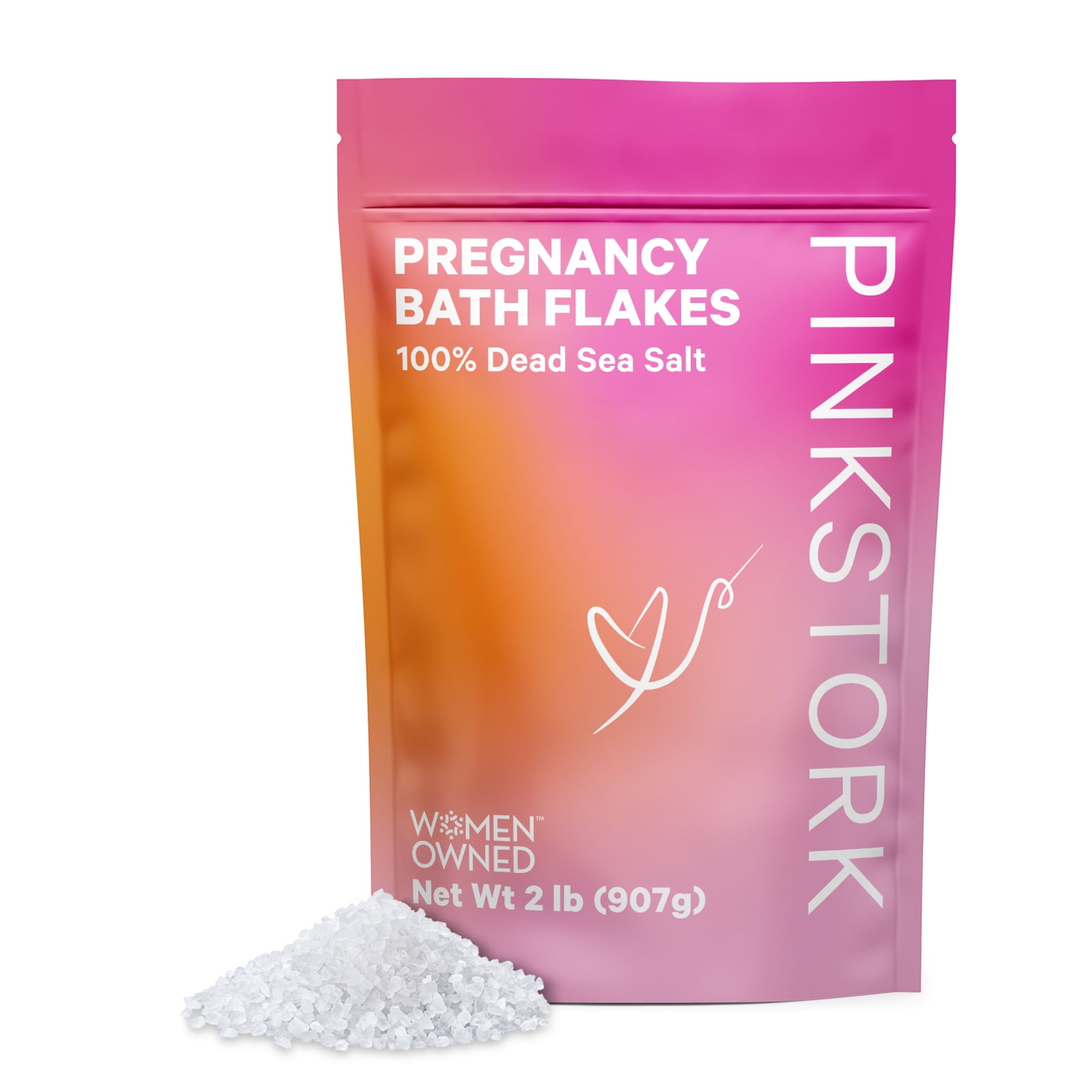 Pink Stork 2 lbs Pregnancy Bath Flakes Unscented Magnesium Salts for