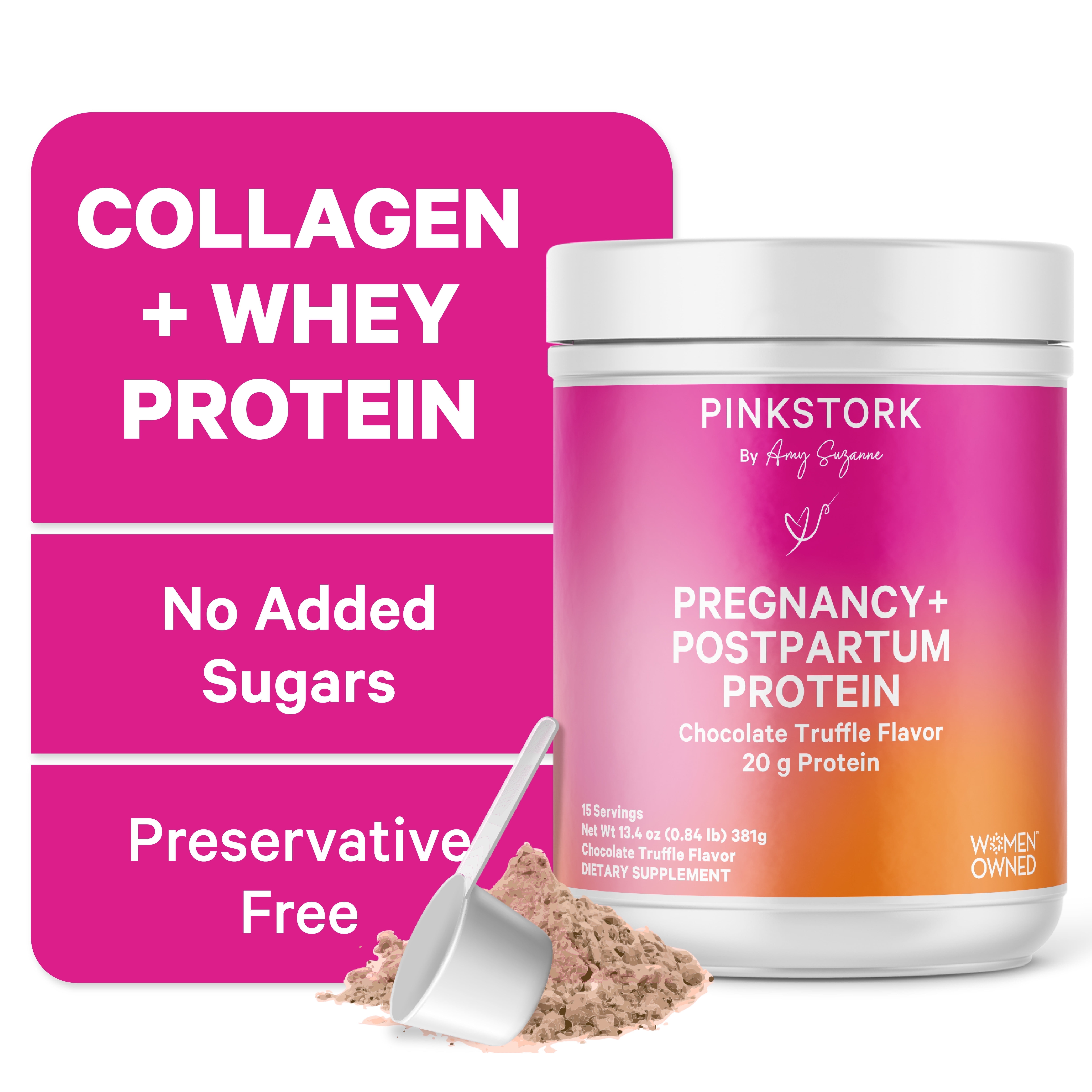 Pink Stork Pregnancy + Nursing Protein Chocolate Protein Powder, 21 Servings