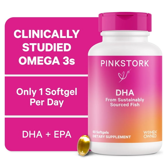 Pink Stork DHA Omega-3 Supplement, 60 Capsules