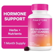 Pink Stork Red Raspberry Leaf Gummies with Evening Primrose Oil, Black Cohosh, Hormone Support, 60 Count