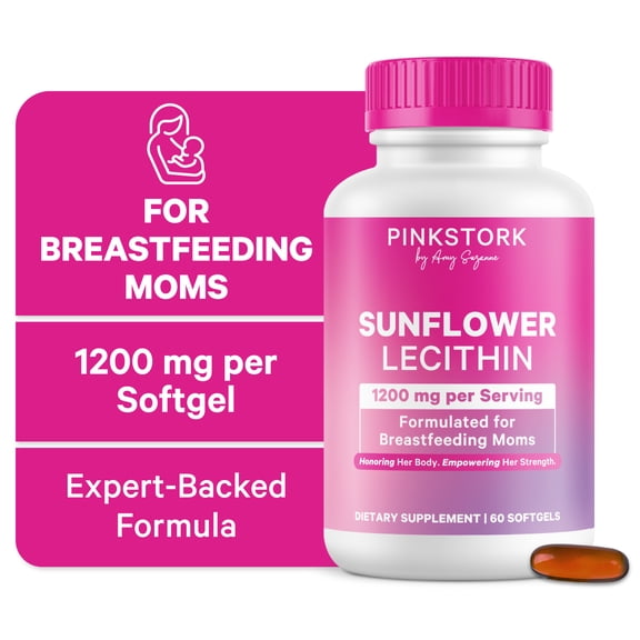 Pink Stork Sunflower Lecithin Supplement for Clogged Milk Ducts - 60 Softgels