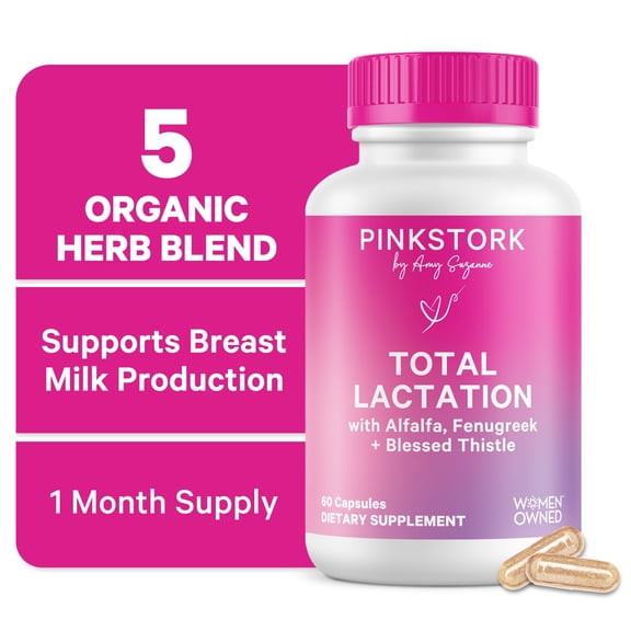 Pink Stork Lactation Supplement with Fenugreek, Supports Breastfeeding and Postpartum, 60 Capsules