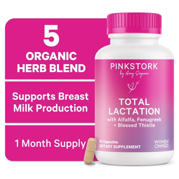 Pink Stork Total Lactation Supplement: Supports Breast Milk Supply, 60 Capsules