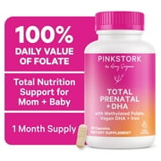 Pink Stork Total Prenatal Vitamins with DHA, Prenatal Vitamins for Women, Vegan, 60 Capsules