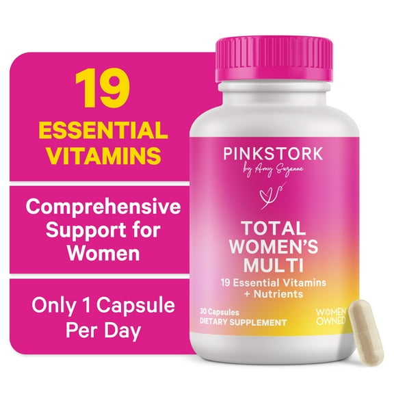 Pink Stork Women's Multivitamin with Folic Acid, Biotin, Vitamin D for Immune, Digestion & Energy - 60 Capsules