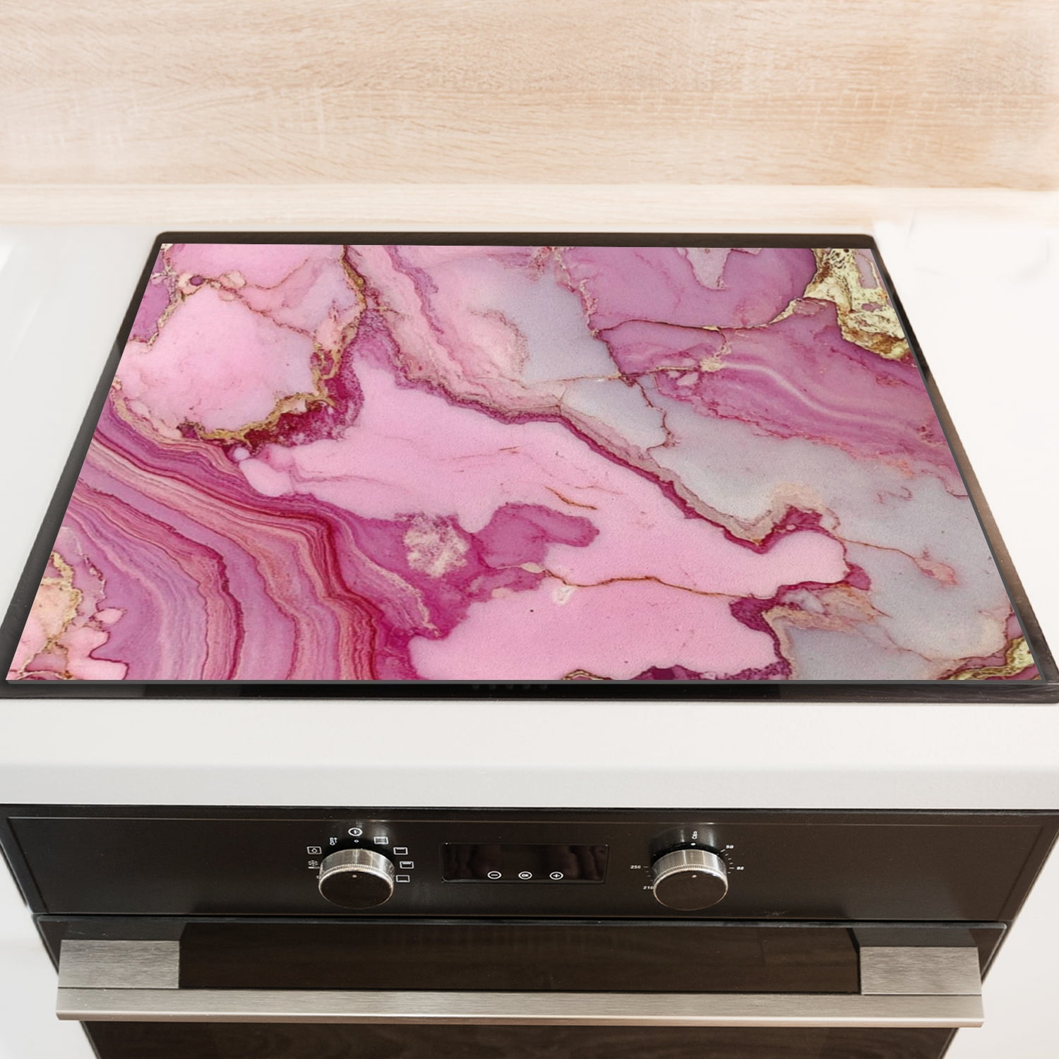 Pink Stove Top Covers, Abstract Marble Print Square Flat Stove Top Cover, Multi-functional Decorative Mat for Kitchen RV (28×20 Inch)