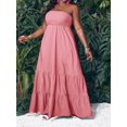 thumbnail image 1 of Pink Strapless Tiered Maxi Dress For Women Casual Summer Vacation Long Dress Plus Size, 1 of 8