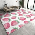 thumbnail image 1 of Pink Strawberry Area Rug, Cute Cartoon Fruits For Girls Room, With Non Slip Backing Easy Clean Carpet For Woman Bedside Living Room Bedroom Kitchen Dining Room Decor Floor Mat 5x7ft, 1 of 6