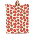 thumbnail image 1 of Pink Strawberry Blanket Gifts for Kids Girls for Bed Room Bed Couch Soft Lightweight Warm Cozy Trendy Hand Drawn Textures Modern Abstract Design Throw Blankets Birthday Decor 50x60in, 1 of 6