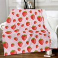 thumbnail image 1 of Pink Strawberry Blanket Soft Cozy Fuzzy Flannel Cute Throw Blanket for Girls teens Kids Toddlers Kawaii Throw Blankets for Couch Bed Sofa Strawberry Room Decor Blankets Gifts for All Season 50x60 Inch, 1 of 6