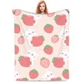 thumbnail image 1 of Pink Strawberry Blanket Soft Lightweight Strawberry Fruit Cute Kawaii for Sofa Bed Traveling Camping Gifts Idea 60"x80" Couch Birthday Decorations Christmas Decor for Kids Girls Women All Season, 1 of 6