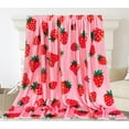 thumbnail image 1 of Pink Strawberry Fuzzy Blanket Fruit Theme Throw Blanket Watercolor Decorative Soft Cozy Flannel Blanket for Home Bed Sofa Couch Chair, Pink, 1 of 7