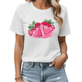 thumbnail image 1 of Pink Strawberry Heart Graphic Tees Womans T shirt Black/White S-5XL Shirts Casual Daily Tops, 1 of 4