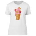 thumbnail image 1 of Pink Strawberry Ice Cream Cone T-Shirt Women -Image by Shutterstock, Female x-Large, 1 of 2