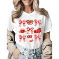 thumbnail image 1 of Pink Strawberry Jam & Bow Graphic Tees Womans T shirt Black/White S-5XL Shirts Casual Daily Tops, 1 of 4
