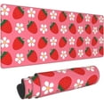 thumbnail image 1 of Pink Strawberry Mouse Pad Large Desk Mat XL Extended Non-Slip 31.5 X 11.8 in Keyboard Pads Base Mousepad Stitched Edge for Home Gaming Office Work, 1 of 6