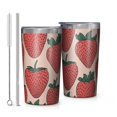 thumbnail image 1 of Pink Strawberry Plants Fruit 10oz Tumblers Stainless Steel Tumbler with Lid and Straw,Vacuum Insulated Double Wall Travel Tumbler Cups with Cleaning Brush for Coffee, Tea, 1 of 4
