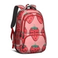 thumbnail image 1 of Pink Strawberry Plants Fruit Backpack for School,Cute School Bag,Schoolbag with Adjustable Shoulder Straps & Padded Back,16.9 Inch, 1 of 5