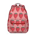 thumbnail image 1 of Pink Strawberry Plants Fruit Backpack for School,Cute School Bag,Schoolbag with Adjustable Shoulder Straps & Padded Back,15.3"x11"x7.1"., 1 of 6