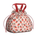 thumbnail image 1 of Pink Strawberry Plants Fruit Drawstring Lunch Bag Women - Drawstring Lunch Bag Insulated for Work Office - Stain-Resistant Large Lunchbags for Women with Multi-Pockets, 1 of 6